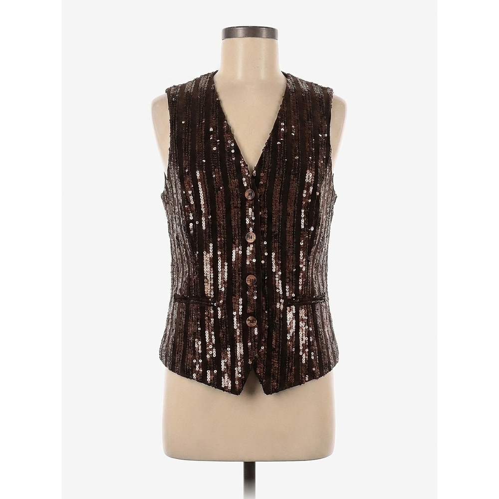 NEW VILAGALLO sleeveless sequin vest in bronze